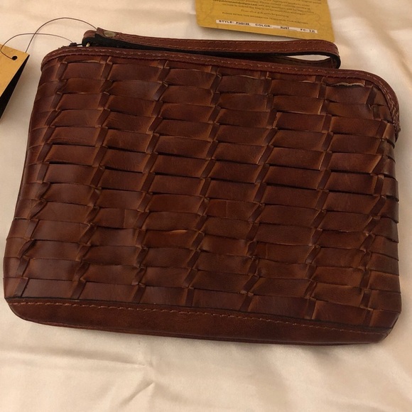 Patricia Nash Cassini Large Woven Leather Wristlet Color Rust NWT & Card - Picture 11 of 12